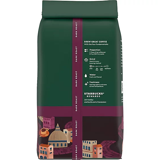 Starbucks Italian Roast 100% Arabica Dark Roast Whole Bean Coffee Bag - 12 Oz