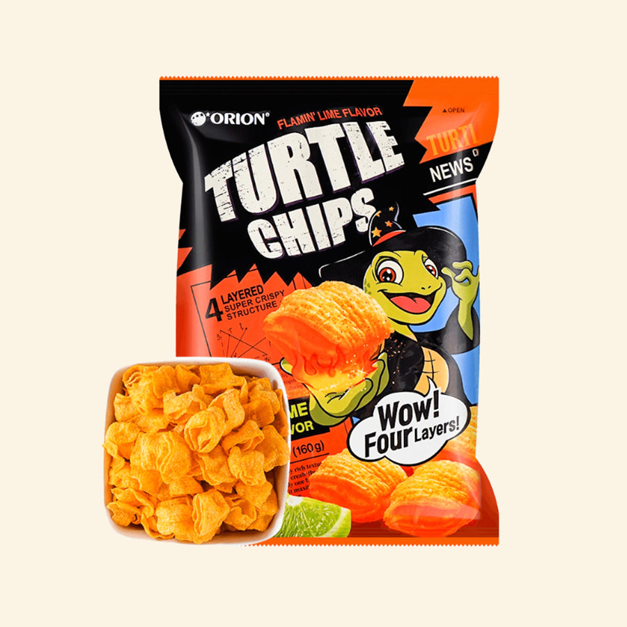 Orion Turtle Chips Flaming Lime Flavor Big Size 5.65oz(160g) - Anytime Basket