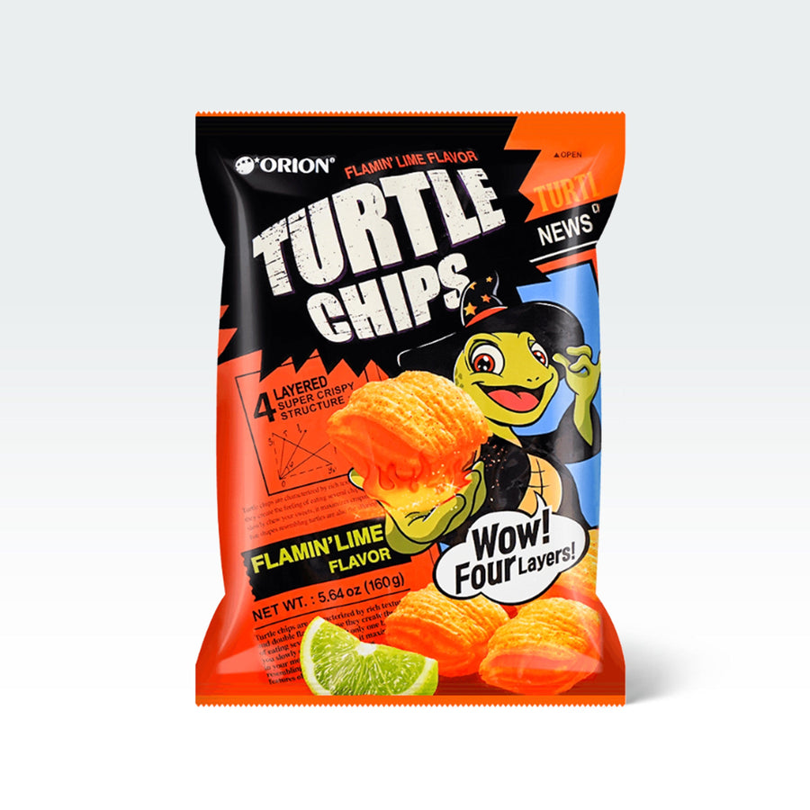 Orion Turtle Chips Flaming Lime Flavor Big Size 5.65oz(160g) - Anytime Basket