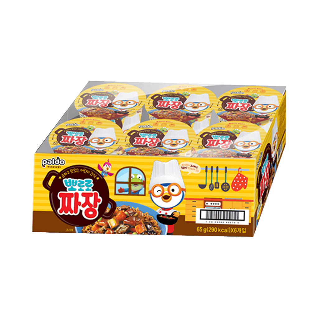 PALDO Pororo Jjajang Noodles Cup 2.29oz(65g) x 6 Cups - Anytime Basket